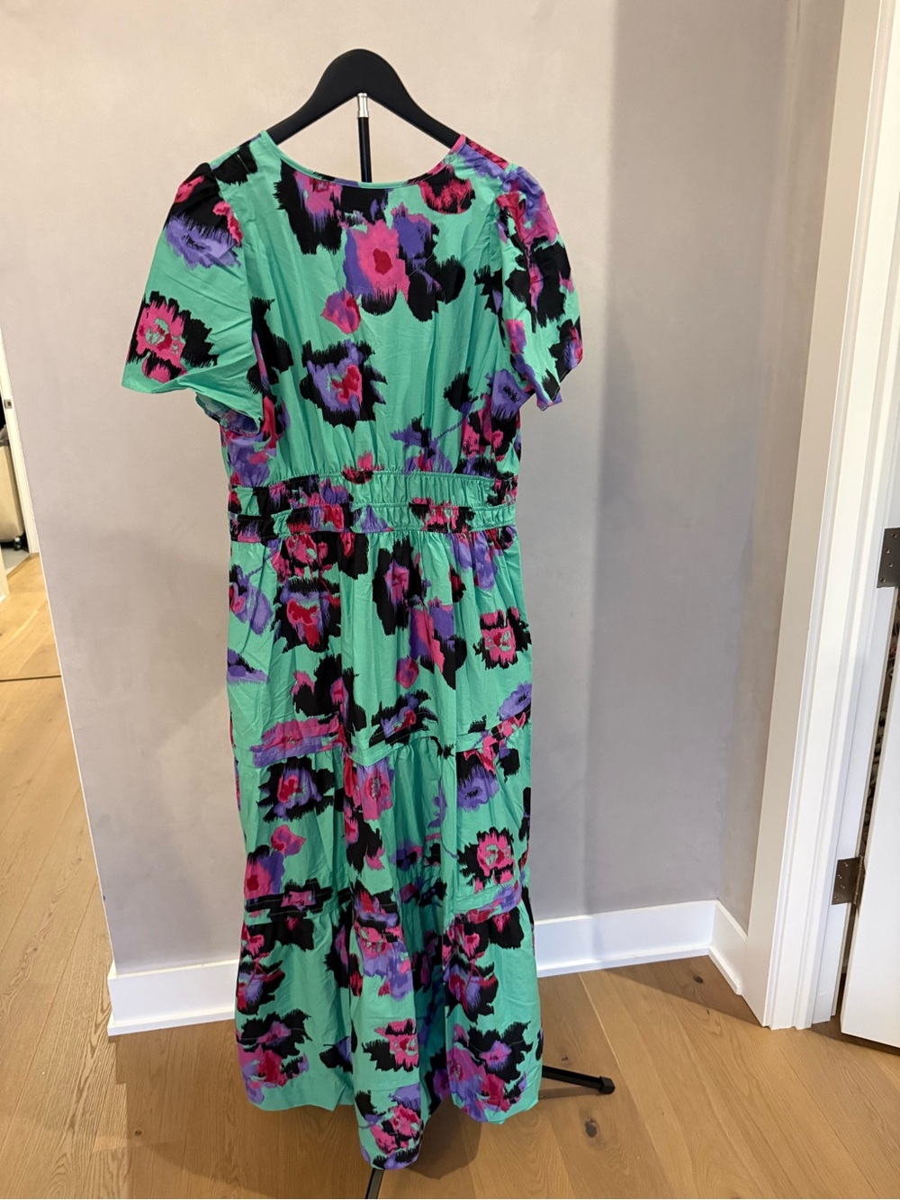 Anthropologie Turquoise Abstract Floral Maxi Dress - Picture 5 of 6